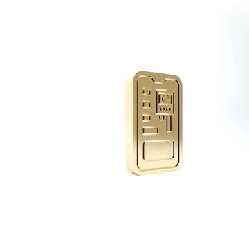 Gold Smart control farming system mobile application icon isolated on white b Stock Illustration