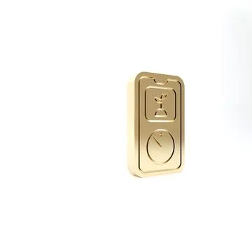 Gold Smart farming technology - timer farm automation system in app icon isol Illustrazione stock
