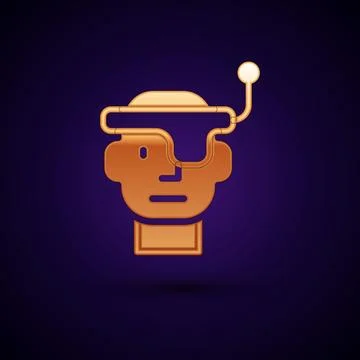 Gold Smart glasses mounted on spectacles icon isolated on black background Stock Illustration
