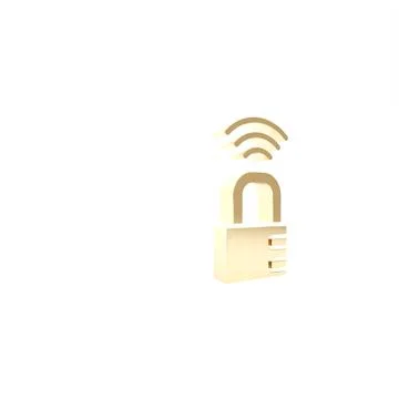 Gold Smart safe combination lock icon isolated on white background. Combinati Illustrazione stock