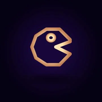 Gold smiley face icon. Vector illustration isolated on a blue background. Sch Stock Illustration