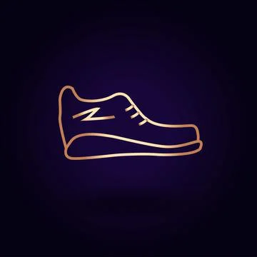 Gold sneaker icon. Vector illustration isolated on a blue background. School Stock Illustration