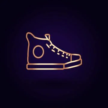 Gold sneaker icon. Vector illustration isolated on a blue background. School Stock Illustration