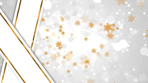 Gold snowflake background winter bokeh, silver flakes, golden accents, diagonal Stock Footage 340414829