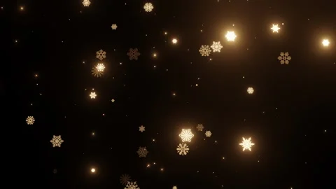 Gold snowFlake falling on black background Stock Footage 254235868
