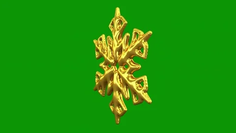 Gold snowflake green background object screen statue snowflorer green screen Stock Footage 314067616