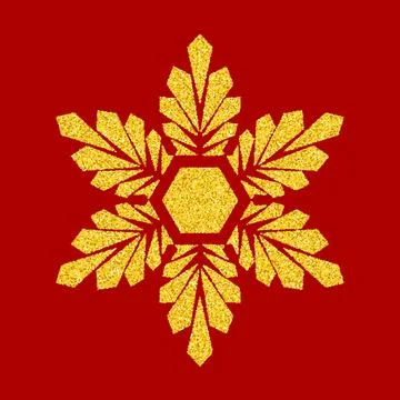 Gold snowflake over red Illustration