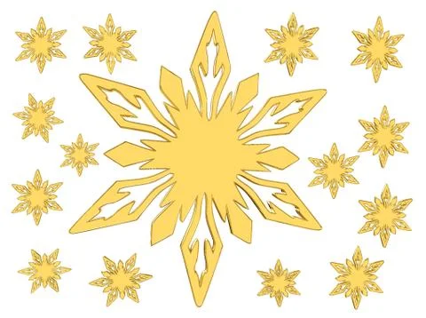 Gold snowflake on white background Stock Photos