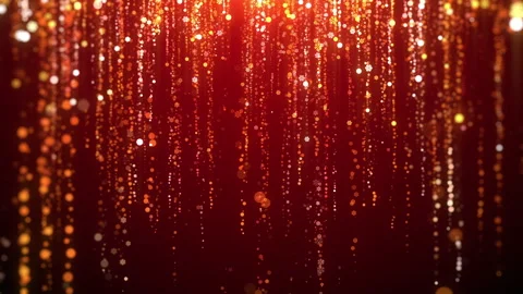 Gold snowflakes and bokeh falling on red background for christmas theme, looped Stock Footage 346360587