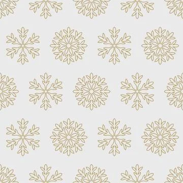 Gold snowflakes on a gray background pattern seamless Stock Illustration