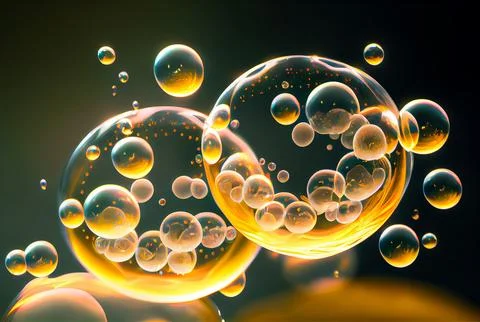 Gold soap bubbles abstract background. Stock Illustration