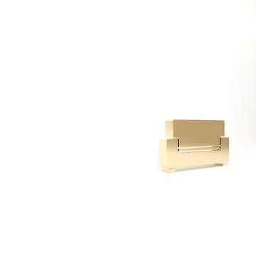 Gold Sofa icon isolated on white background. 3d illustration 3D render Ilustração Stock