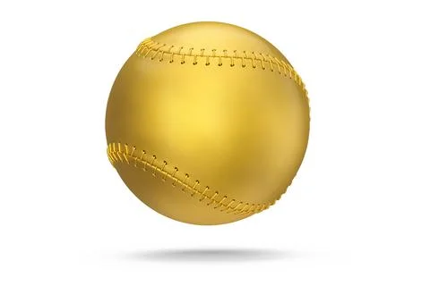 Gold softball or baseball ball isolated on white background. Stock Illustration