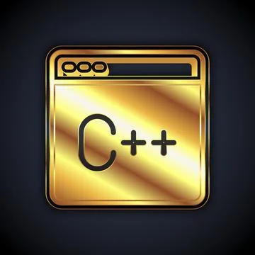 Gold Software, web developer programming code icon isolated on black background Stock Illustration