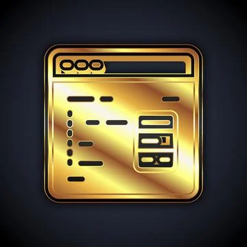 Gold Software, web developer programming code icon isolated on black background Stock Illustration