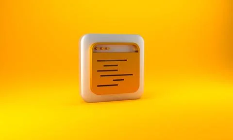 Gold Software, web developer programming code icon isolated on yellow background Stock Illustration