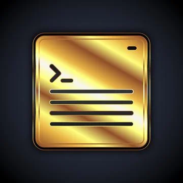 Gold Software, web developer programming code icon isolated on black backgrou 스톡 일러스트