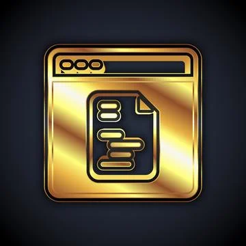 Gold Software, web developer programming code icon isolated on black background Stock Illustration