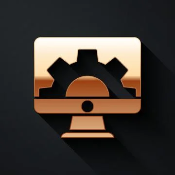 Gold Software, web development, programming concept icon isolated on black Stock Illustration