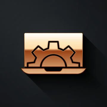 Gold Software, web development, programming concept icon isolated on black Stock Illustration