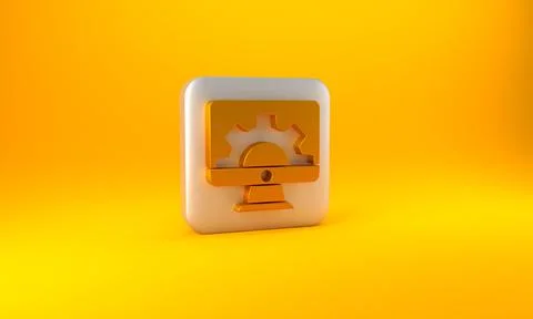 Gold Software, web development, programming concept icon isolated on yellow Stock Illustration