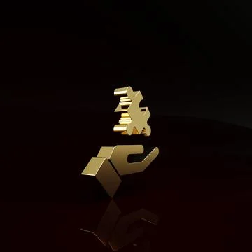 Gold Solution to the problem in psychology icon isolated on brown background. Stock Illustration