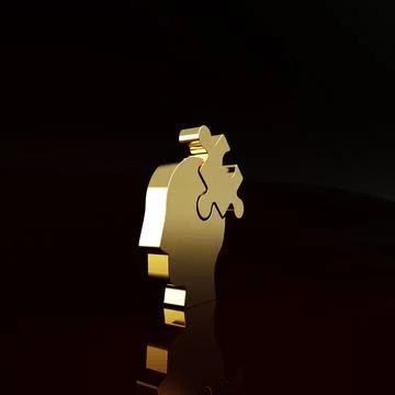 Gold Solution to the problem in psychology icon isolated on brown background. Stock Illustration