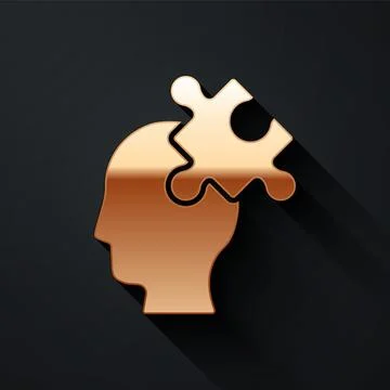 Gold Solution to the problem in psychology icon isolated on black background Stock Illustration