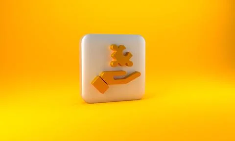 Gold Solution to the problem in psychology icon isolated on yellow background イラスト素材