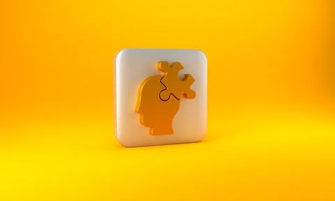 Gold Solution to the problem in psychology icon isolated on yellow background Illustrazione stock