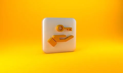 Gold Solution to the problem in psychology icon isolated on yellow background Stock Illustration