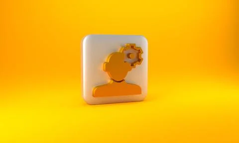 Gold Solution to the problem in psychology icon isolated on yellow background 스톡 일러스트