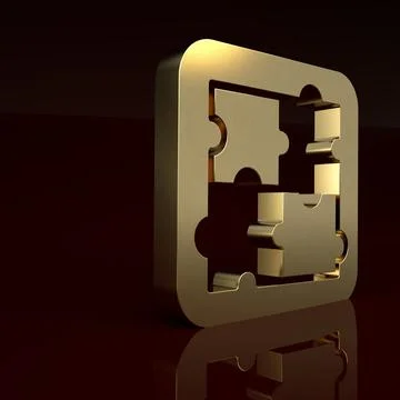 Gold Solution to the problem in psychology icon isolated on brown background 스톡 일러스트