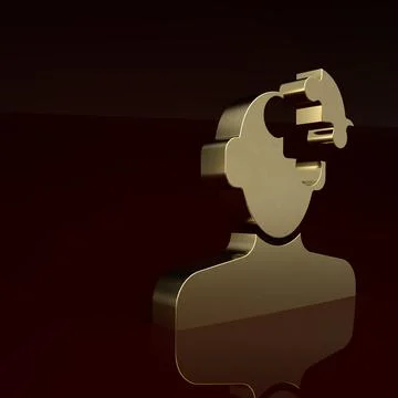 Gold Solution to the problem in psychology icon isolated on brown background Stock Illustration