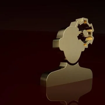 Gold Solution to the problem in psychology icon isolated on brown background Stock Illustration