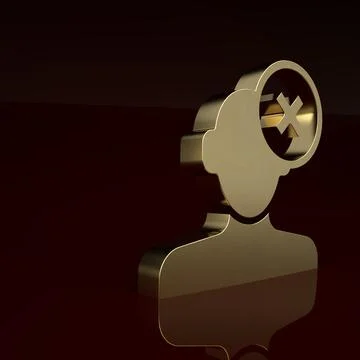Gold Solution to the problem in psychology icon isolated on brown background 스톡 일러스트