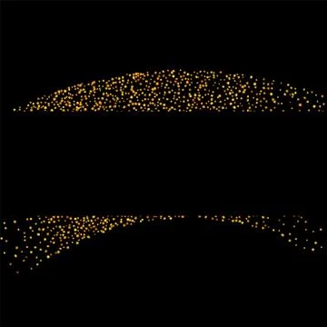 Gold sparkle background, black frame. Golden light glitter confetti texture d Stock Illustration