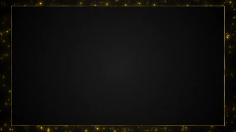 Gold sparkle border copy space with black center, thin golden frame, and glitter Video stock 333974068