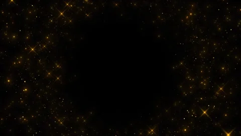 Gold sparkle frame background dust, star flares, dark empty space for titles lux Stock Footage 340413784