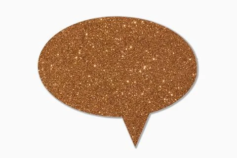 Gold sparkle thought bubble on white background Stock Photos