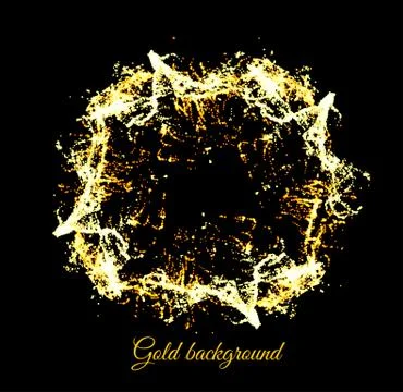 Gold sparkles on black background Stock Illustration