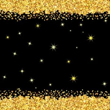 Gold sparkles on black background. Stock Illustration