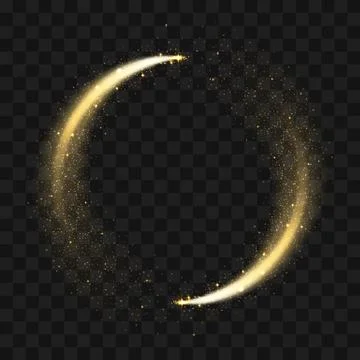 Gold sparkling glitter circle. Vector circle of golden glittering particles w Stock Illustration
