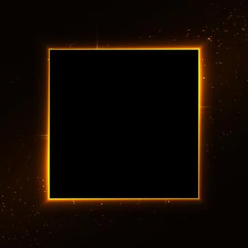 Gold sparkling glitter square frame on black background with light effects Stock Illustration