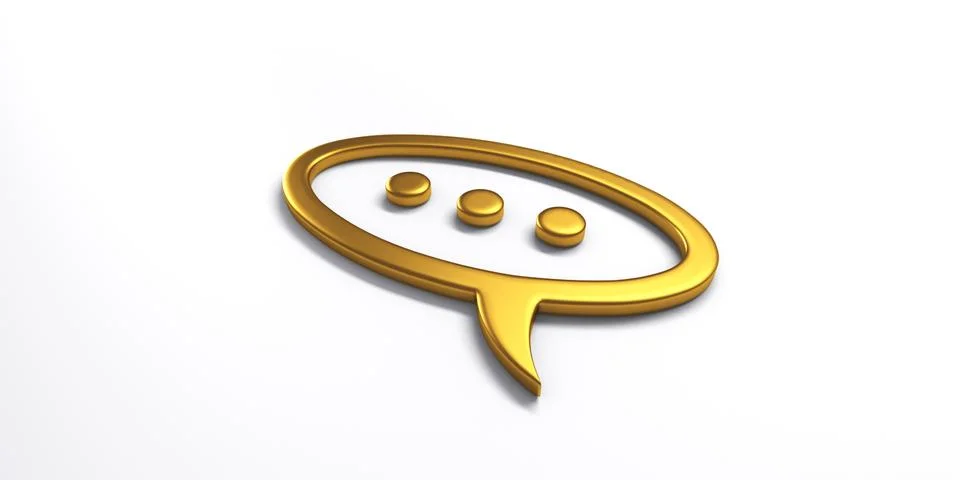 Gold Speech Bubble. 3D Render Illustration Stock Illustration