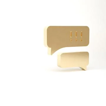 Gold Speech bubble chat about baseball game icon isolated on white background 스톡 일러스트