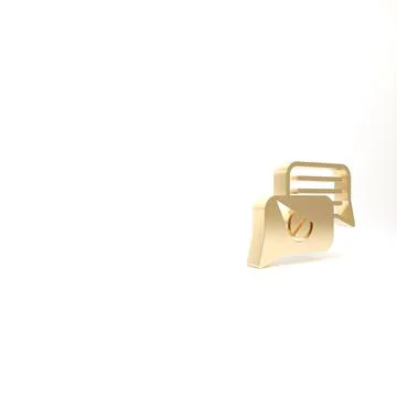Gold Speech bubble chat icon isolated on white background. Message icon. Comm Illustrazione stock