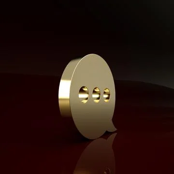 Gold Speech bubble chat icon isolated on brown background. Message icon. Comm Illustrazione stock