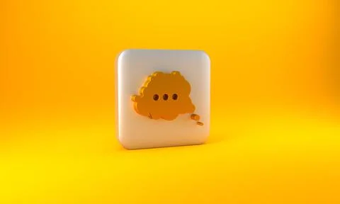Gold Speech bubble chat icon isolated on yellow background. Message icon Illustrazione stock