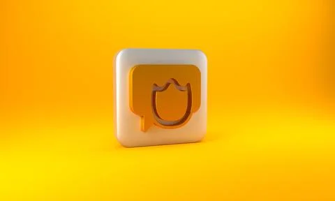 Gold Speech bubble chat icon isolated on yellow background. Message icon. Com Illustrazione stock
